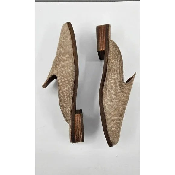 Lucky Brand Cristley Snakeskin Leather Mules Taupe Beige Loafers 9.5M - Picture 8 of 11